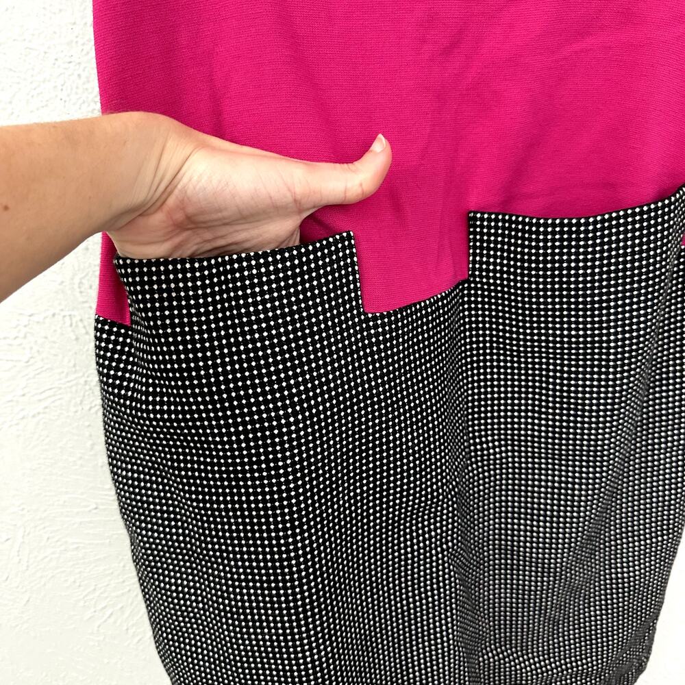 Muse Colorblock Sheath Dress Size 0 Pink Black Dotted Sleeveless Quiet Luxury - Picture 5 of 12